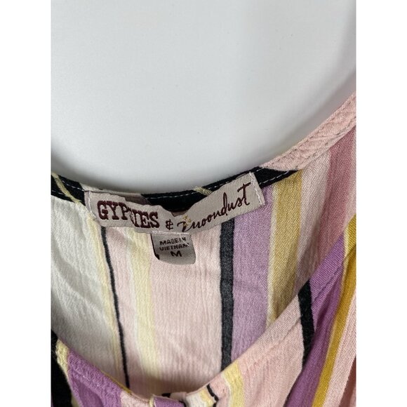 Gypsies & Moondust Vertical Stripe Spaghetti Strap Tank Top Tie Waist Size M - Picture 3 of 3